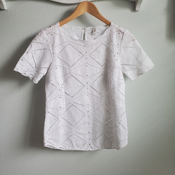 SOLD 🤍J. Crew white eyelet knit top XS - Picture 3 of 6